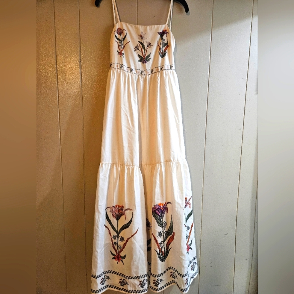 Commense Cream Colored Backless  Floral Print Sundress - Size S - NWT
